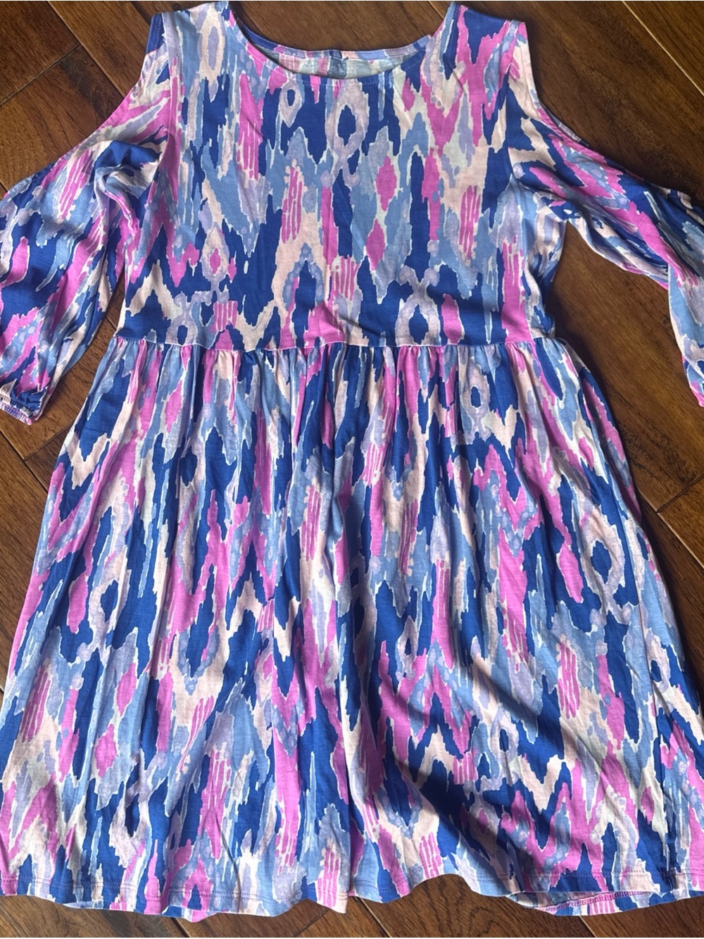 lilly pulitzer girls dress Pink Blue Splash Xl 12-14 Cotton Print Fun Summer